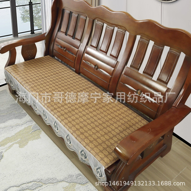 Летний летний коврик, деревянная подушка для дивана для гостиной, коврик из ротанга, подушка, нескользящая диванная подушка из цельного дерева, кружевной бамбуковый коврик