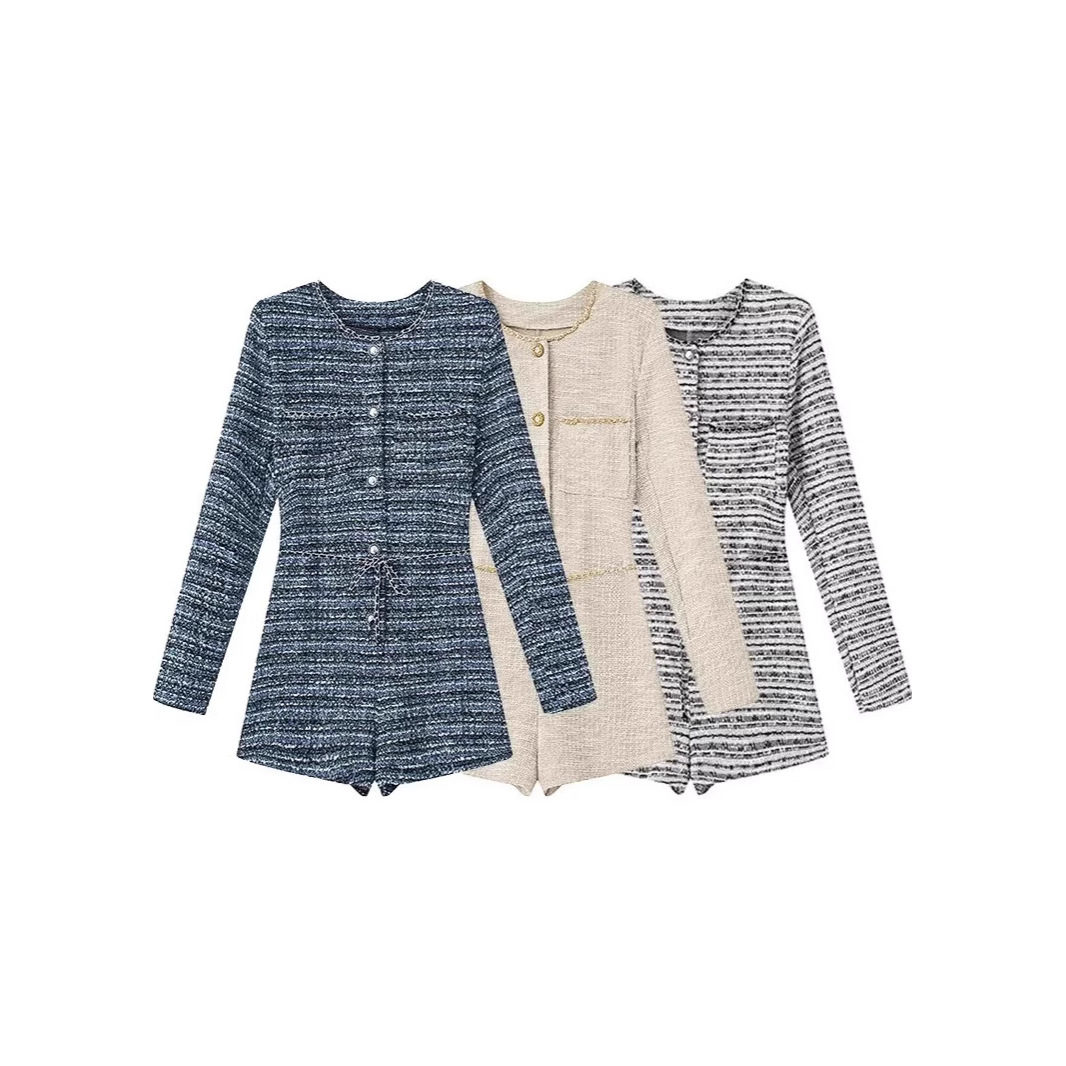 Manufacturer's Ready-Made Foreign Trade Women's Clothing Wholesale 2025 New French Style Ladylike Style Elastic Slim Jumpsuit