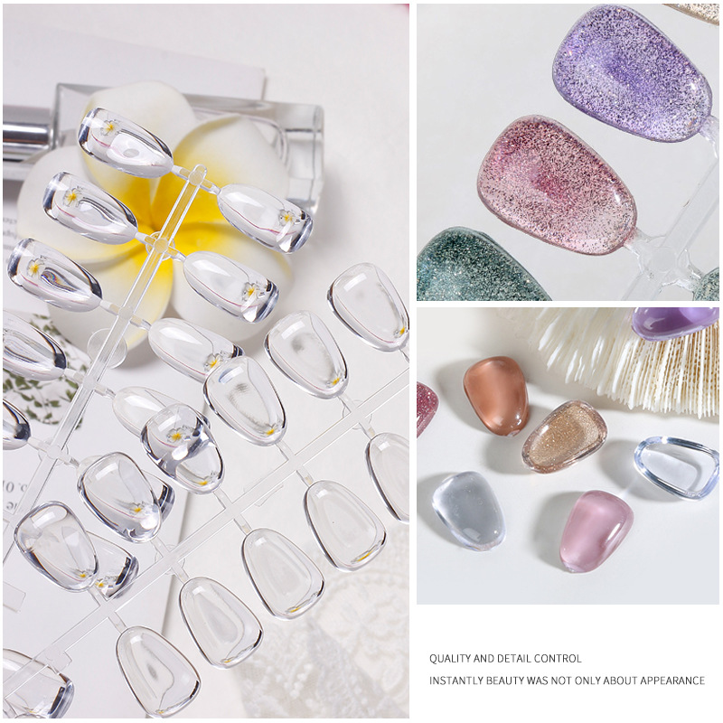 Nueva Tarjeta de color de esmalte de uñas especial de cabeza redonda corta en forma de semilla de melón tablero sólido cuadrado tarjeta de color de práctica transparente
