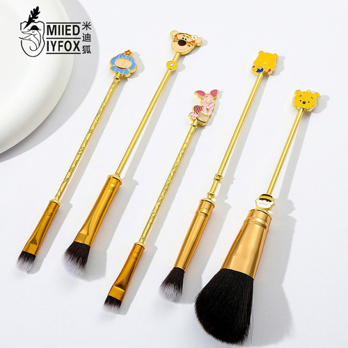 Midi Fox 5 Winnie the Pooh Makeup Brush Set Pooh Bear Piglet Powder Brush Cartoon Set