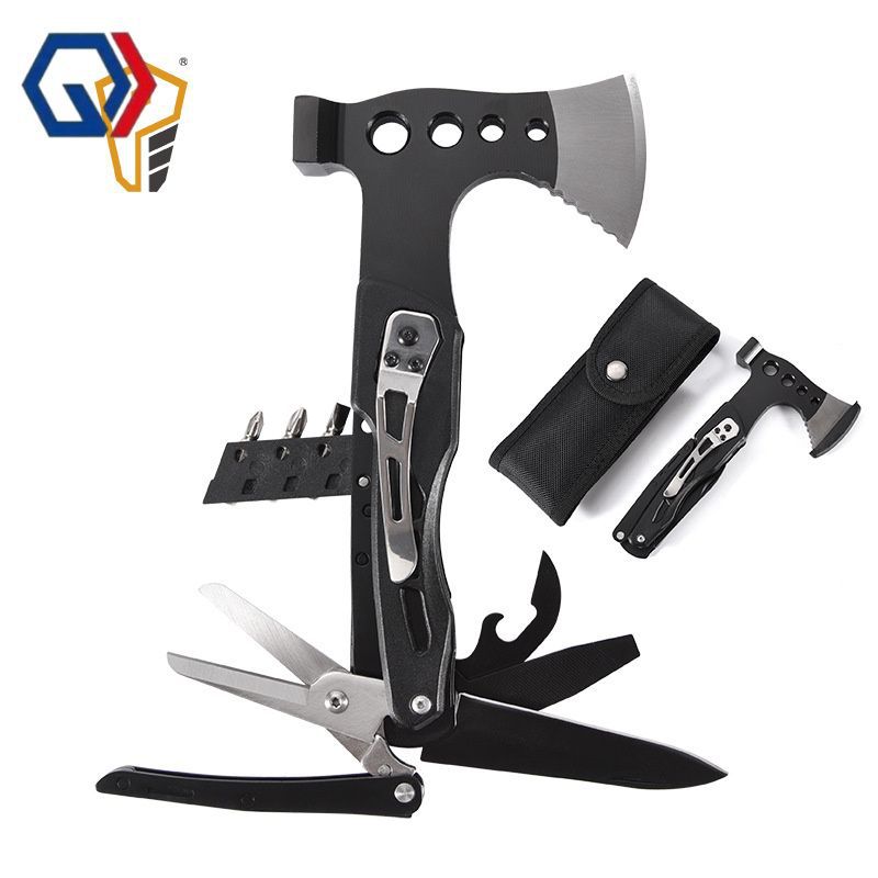 庆迪跨境新款多功能斧头户外便携折叠锤斧野营救生剪刀斧子别腰斧