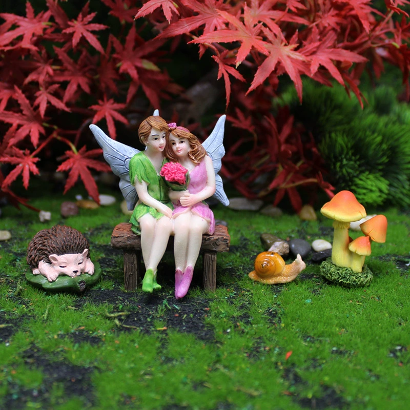 Трансграничные садовые поделки из смолы Маленький Ежик Улитка Грибные украшения Креативная пара Цветочная Фея Комбинированные украшения