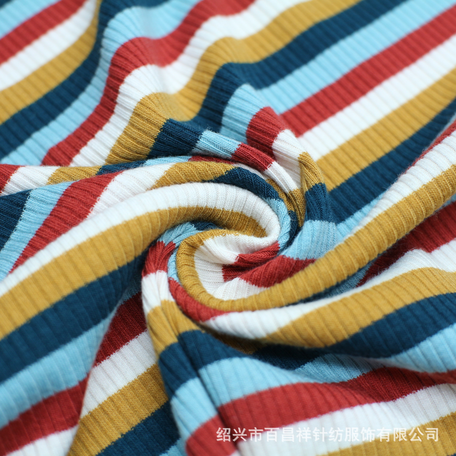 工厂直销涤粘弹色织条罗纹布 3*2彩虹坑条螺纹230克