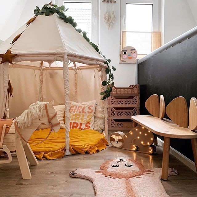 INS Nordic Children's Tent Octagonal Yurt Canvas Baby Indoor House Playhouse Reading Corner_voghion.com
