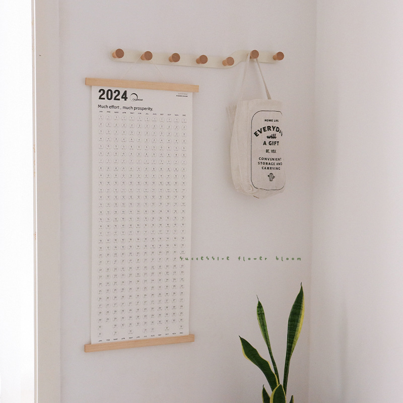 Xiaohongshu Popular Wooden Calendar Style Wall Calendar Self-discipline Check-in Schedule Annual Calendar Single Wall Hanging