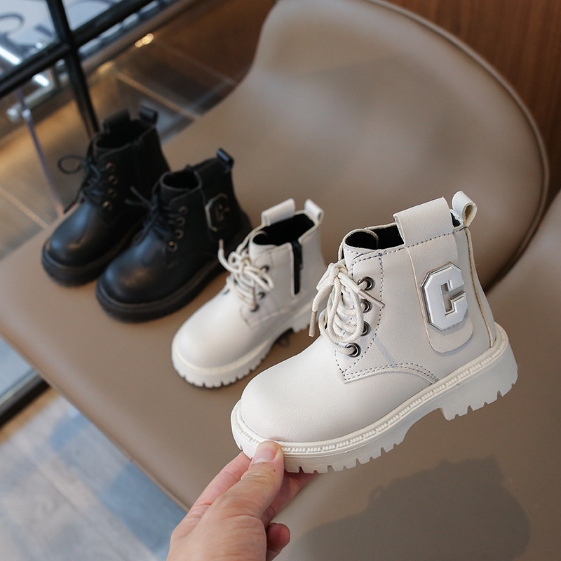 Children's warm shoes baby British style small leather boots 2024…