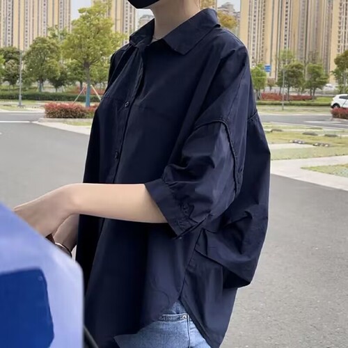 Women's thin sleeve white shirt sunscreen jacket 2025 summer loose slim fit collared shirt casual top