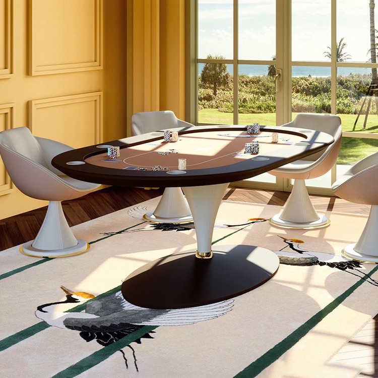 Texas Poker Table Oval High-end Entertainment Club Club Mesa de seis posiciones Sala de ajedrez Ventas directas de fábrica
