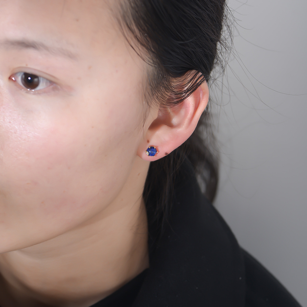 S925 plata de ley natural lapislázuli cuentas pendientes de seis garras de alto grado nicho europeo y americano ins con textura pendientes de piedras preciosas