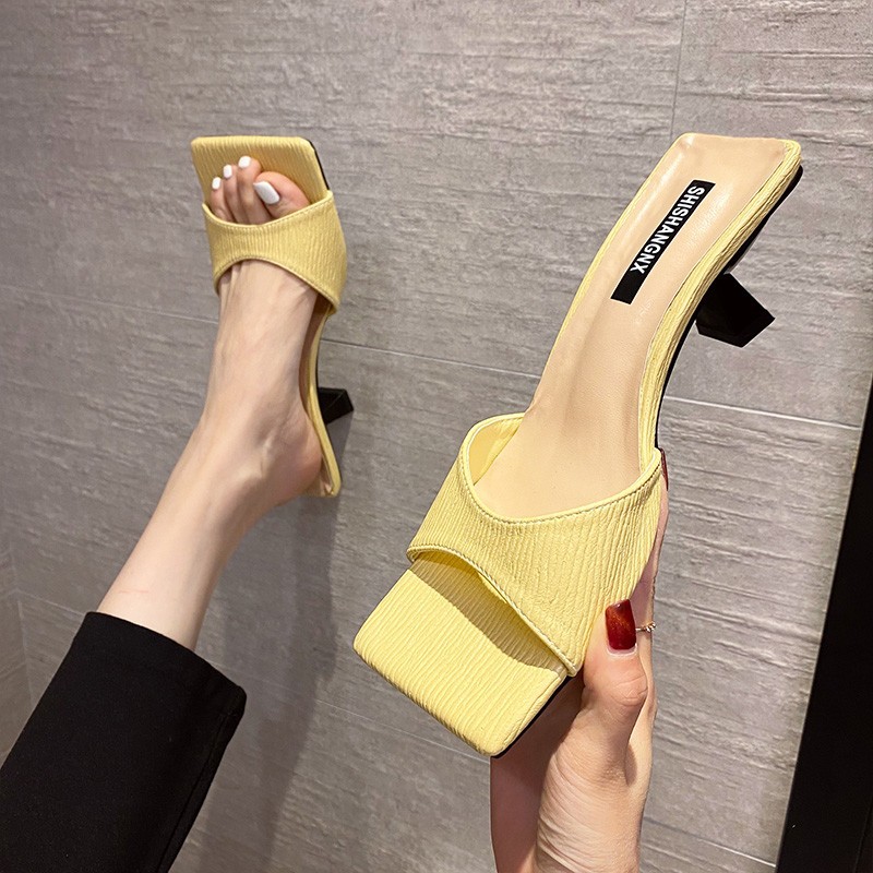 new square head one-word summer wear thick heel open-toe sandals NSZSC57055