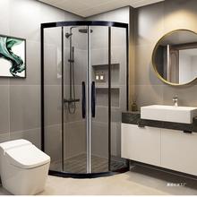 淋浴房玻璃隔断定简易不锈钢弧扇型家用浴室卫生间淋浴房干湿分离