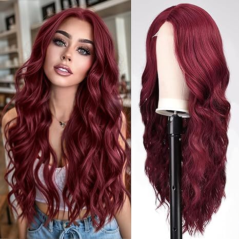 Europe and the United States best-selling wig ladies long curly hair large wave wine red synthetic chemical fiber full head cover manufacturers wholesale