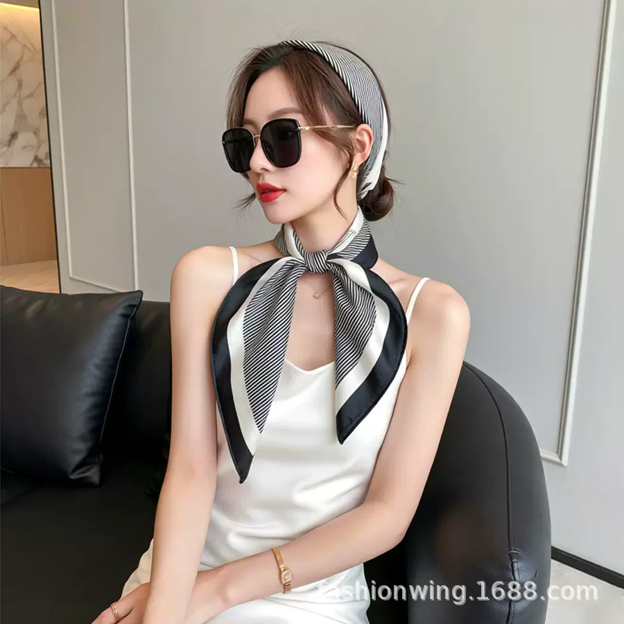 仿真丝巾缎面方巾礼品春秋季小领巾女围巾风格装饰小方巾百搭
