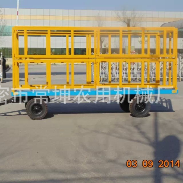 厂家供应   3吨围栏平板拖车   插桩拖挂车