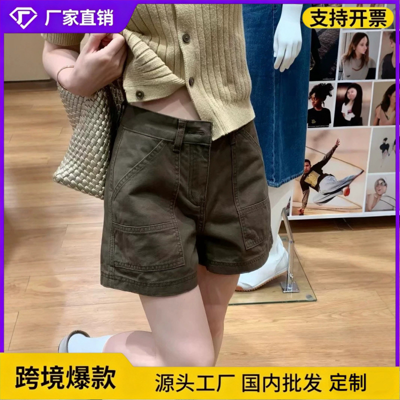 American Retro Military Green High-Waisted Wide-Leg Denim Shorts for Women 2026 Summer Loose Slimming Hot Girl Workwear Hot Pants American Retro Military Green High-Waisted Wide-Leg Denim Shorts for Women 2026 Summer Loose Slimming Hot Girl Workwear Hot Pants