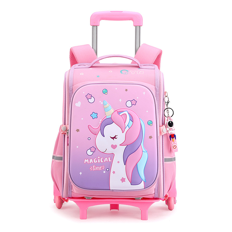 Large-Capacity, High-Quality, Stylish Trolley School Bag for Women, with Cute Cartoon Designs and Multiple Patterns, Trolley Backpack with Large Capacity