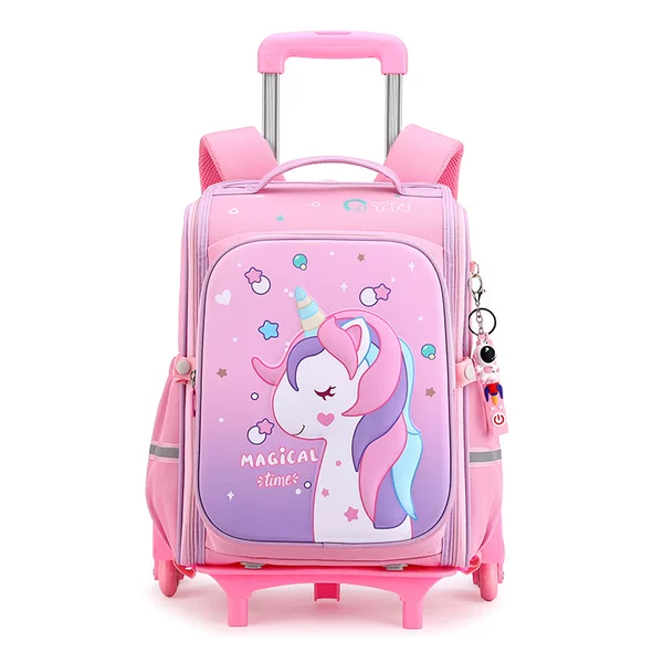 Large-Capacity, High-Quality, Stylish Trolley School Bag for Women, with Cute Cartoon Designs and Multiple Patterns, Trolley Backpack with Large Capacity