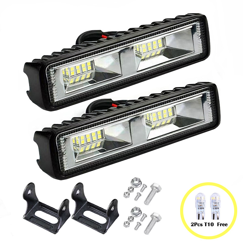 Car Daytime Running Lights Led Work Lights Off-Road Vehicle Modified Light Bar with Reflector Cup Super Bright Ground Lighting 16 Lights Smd