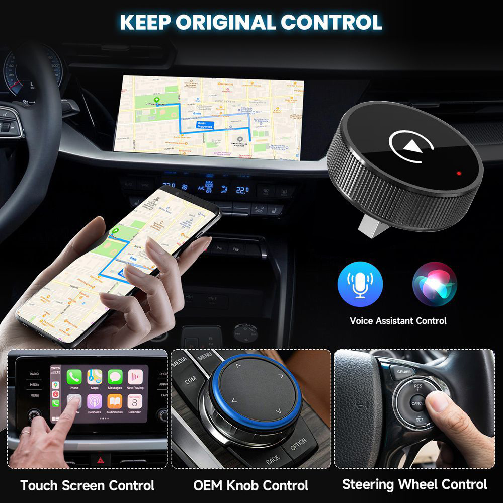 New Wireless Carplay Box Android Auto 2-in-1 Car-Mounted Wired to Wireless Adapter Cross-Border Hot Seller