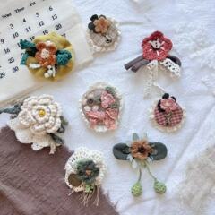 森系精致甜美充棉包包挂件DIY饰品服装配件针织棉麻花朵胸针辅料
