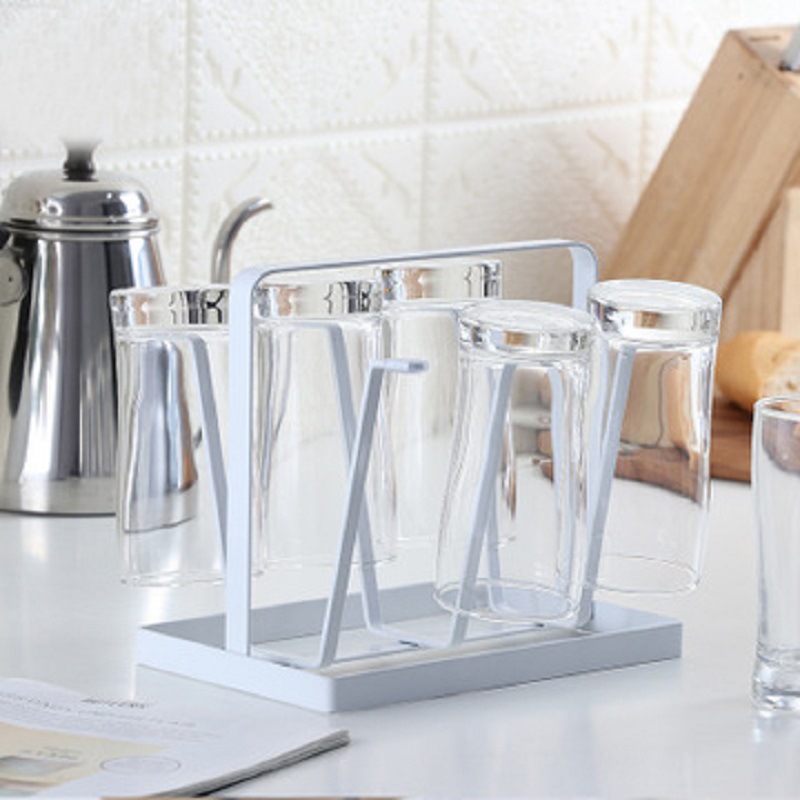 Estante de drenaje de metal taza de vidrio cocina casera estante de almacenamiento multifuncional taza japonesa hogar sala de estar portavasos