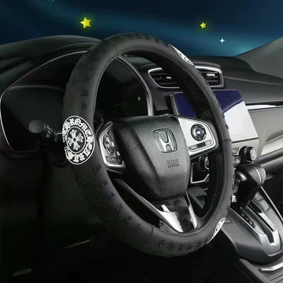 Women Cartoon Summer Four Seasons: Steering wheel cover - cross-hearts-black-38cm