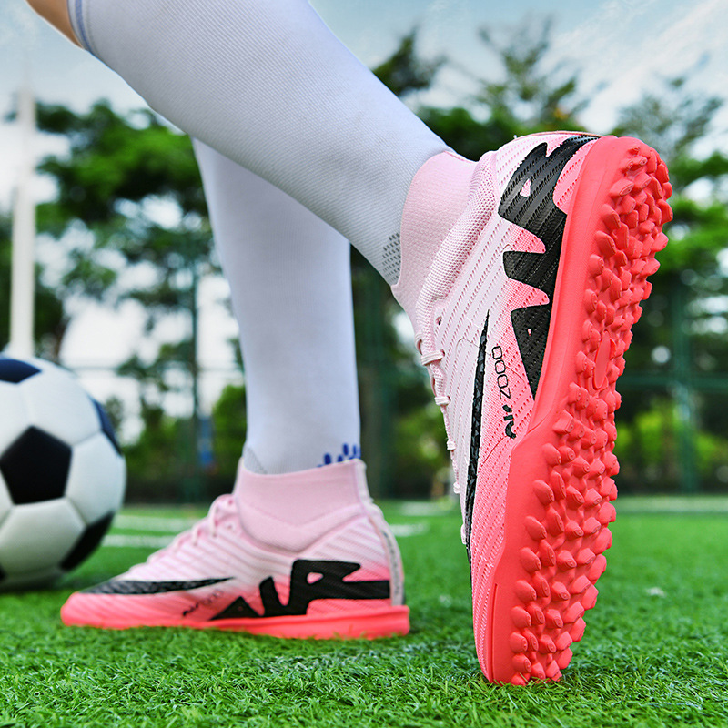Zapatos de fútbol altos y bajos para hombres y mujeres tf clavos rotos ag clavos largos estudiantes de primaria y secundaria niños niños entrenamiento de competencia de césped artificial
