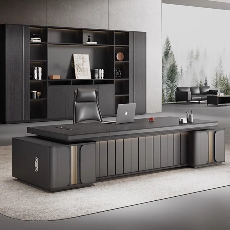 Office executive desk and chair set, modern light luxury high-end manager desk, commercial executive desk, office furniture Office executive desk and chair set, modern light luxury high-end manager desk, commercial executive desk, office furniture