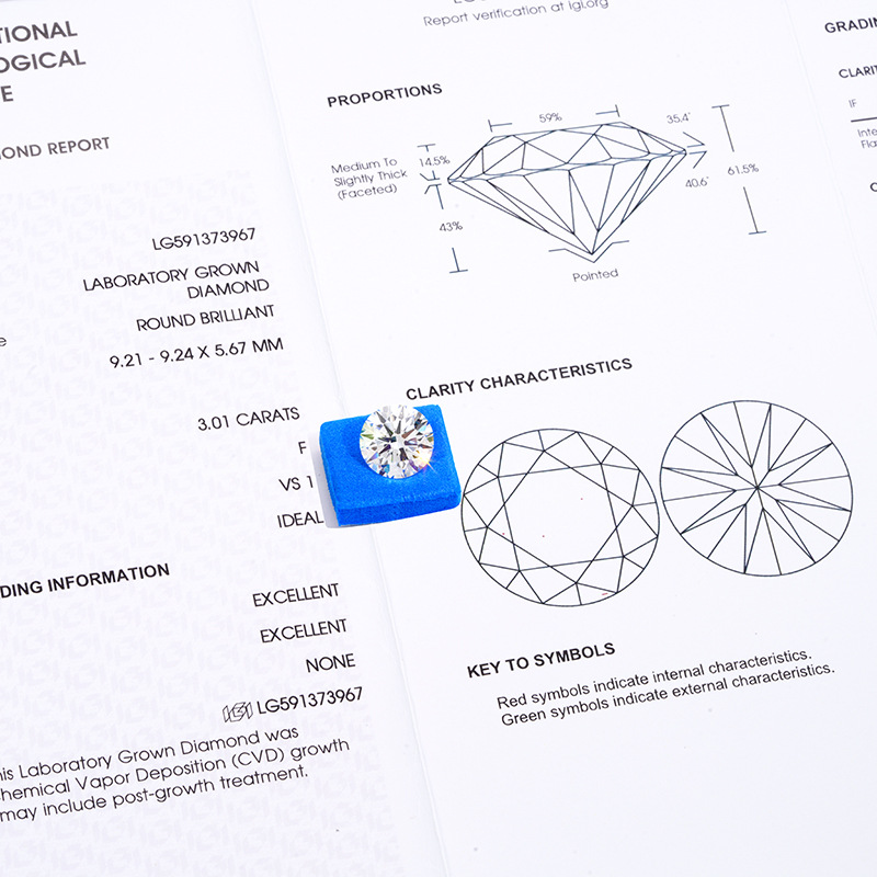 22g Weight Diamonds Classification 1 Piece Quantity Holiday, Daily Occasion Geometric Pattern Women's Gender Simple Style, Classic Style Style IGI Diamond Wholesale Laboratory Hphtcvd Henan Artificial Diamond Cultivation Diamond Factory D Color Perfect Circle Artificial Diamond 无