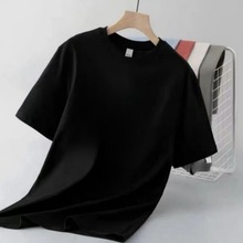 跨境宽松情侣款大码短袖潮牌亲肤打底t恤纯色柔软男夏美式T恤批发