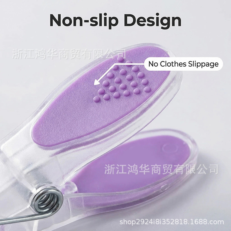 Cross-Border Hot-Selling Heavy-Duty Windproof Two-Color Silicone Plastic Clothespins with Silicone Soft Pads, Non-Marking Strong Clothespins