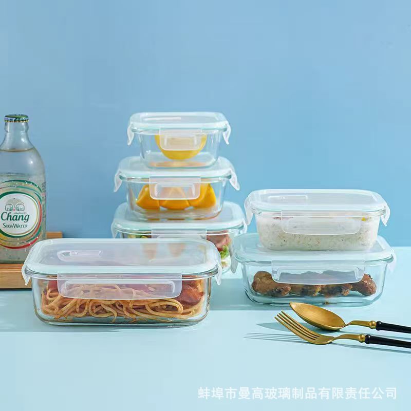 Caja de almuerzo transparente portátil, caja de microondas, congelador especial con cubierta, caja de almuerzo resistente a altas temperaturas, caja de almuerzo blanca