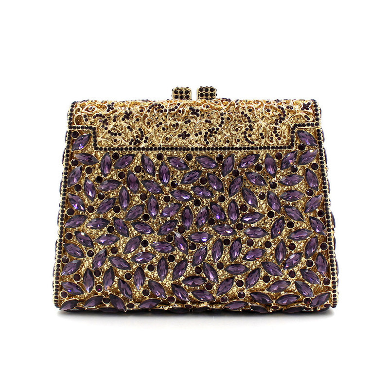 Bolsa de mano de mujer Aliexpress bolsas de diamante de vidrio metal hueco bolsas de cena bolsas de banquete