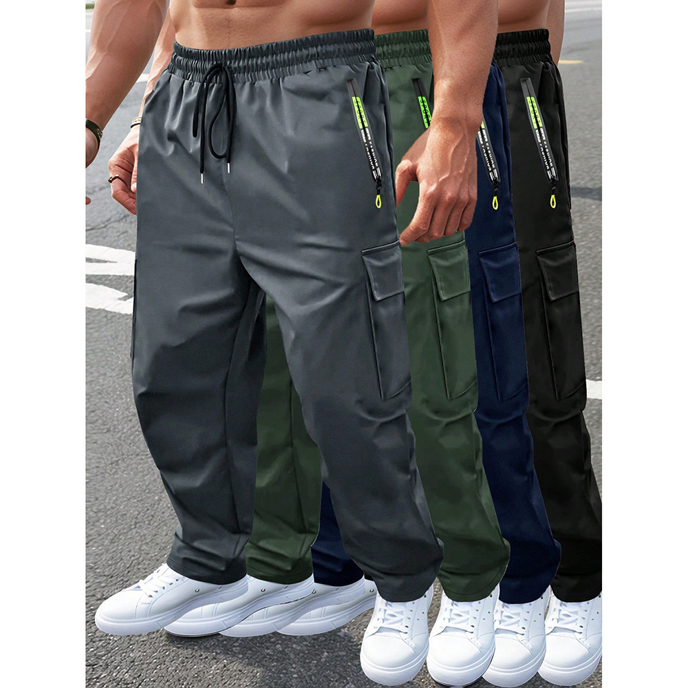 Cross-Border Foreign Trade European Size Large Pocket Cargo Pants Men's 2025 New Loose Sports Drawstring Casual Men's Pants