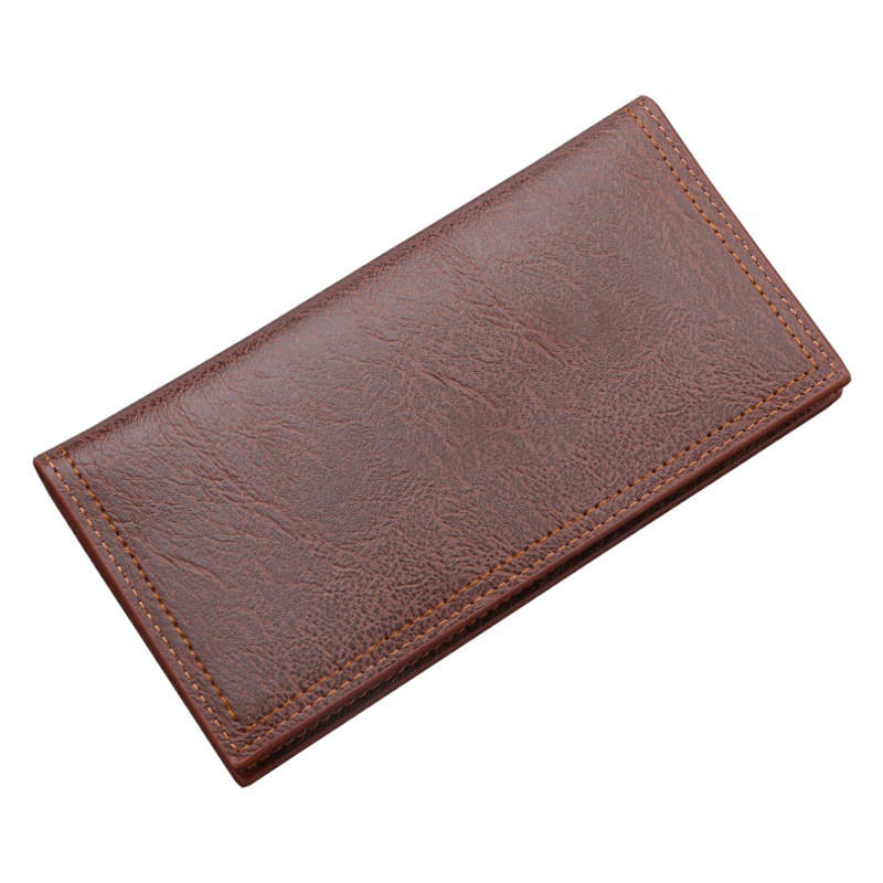 Billetera larga para hombres billetera de cuero de cera de petróleo billetera larga para hombres regalo retro transfronterizo billetera para hombres al por mayor image 1