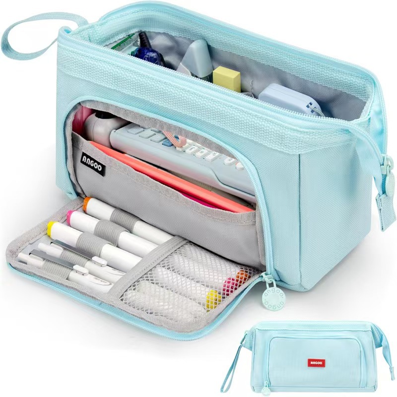 배 모양의 철제 펜 케이스 - 하늘색