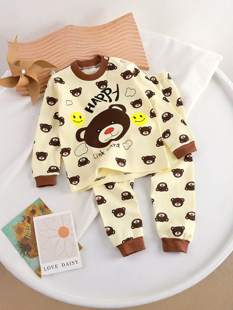 Ropa para niños Conjunto de ropa interior para niños de primavera y otoño Ropa de otoño de algodón puro Niños y niñas Bebés Ropa de otoño Pantalones largos Pijamas Ropa de hogar al por mayor