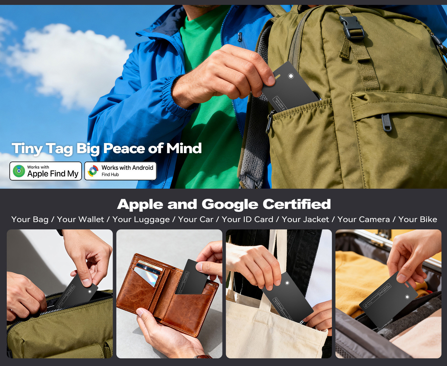 Dual system card tracker, wireless charging, smart