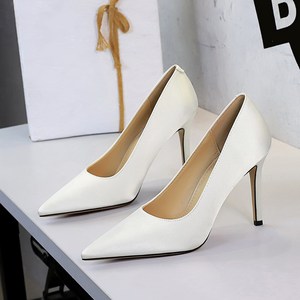 3393 European and American style banquet high heels women's satin shallow mouth sexy slim heels versatile and not t
