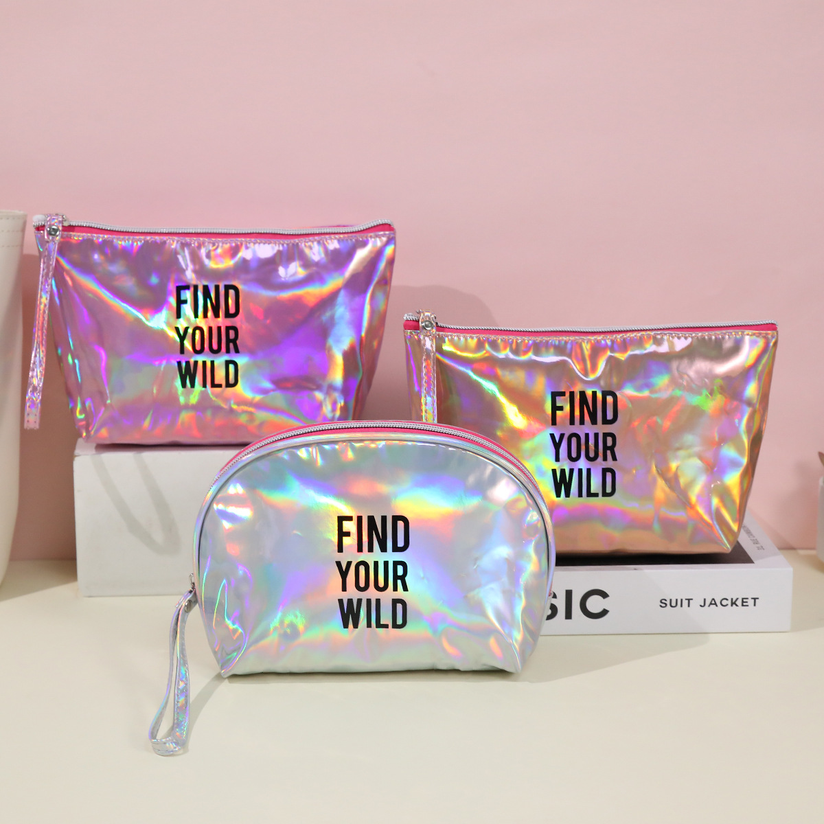 Spot bolsa de cosméticos láser de PU a prueba de agua bolsa de almacenamiento de lavado de viaje portátil bolsa de regalo de colores al por mayor