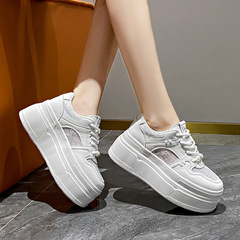 Mesh Platform White Women's Shoes 2024 New Summer Thin Breathable Mesh Heeled Loafers