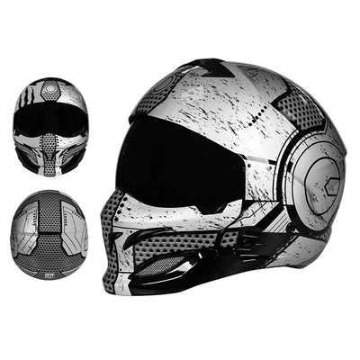 Helmet for Men and Women, Motosiklet kaskı (dəbilqə) - 856-mecha-gray-black-lens-m55-56