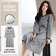 Long-sleeved Nightdress Women's Chest Pad Spring and Autumn New Cotton Striped Home Crewneck dress Long Outer Wearing