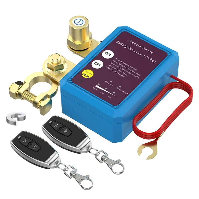 240A蓝色遥控断电开关远程电池断开开关LED 电压显示继电器
