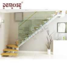 实木楼梯踏板安玻璃栏板阁楼楼梯 L型 家用楼梯装修效果图不锈钢