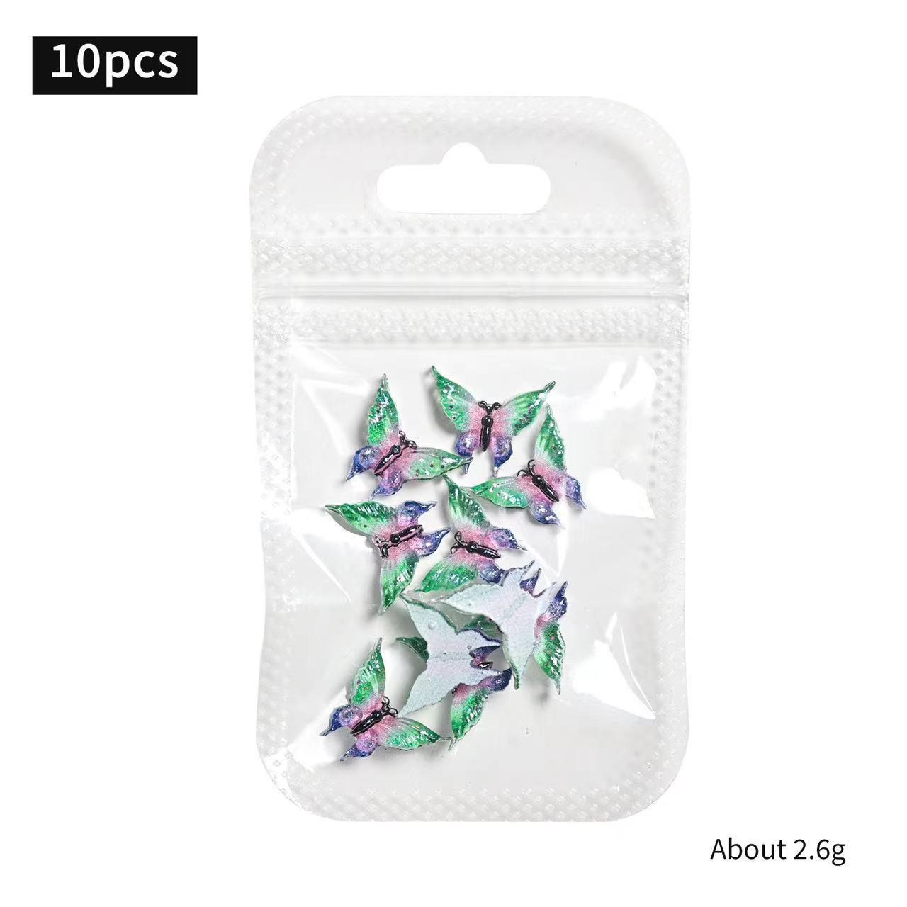 Resina de manicura roja de hadas joyas de mariposa pequeña fresca de dos colores estereoscópica gran mariposa accesorios de uñas de color gradiente