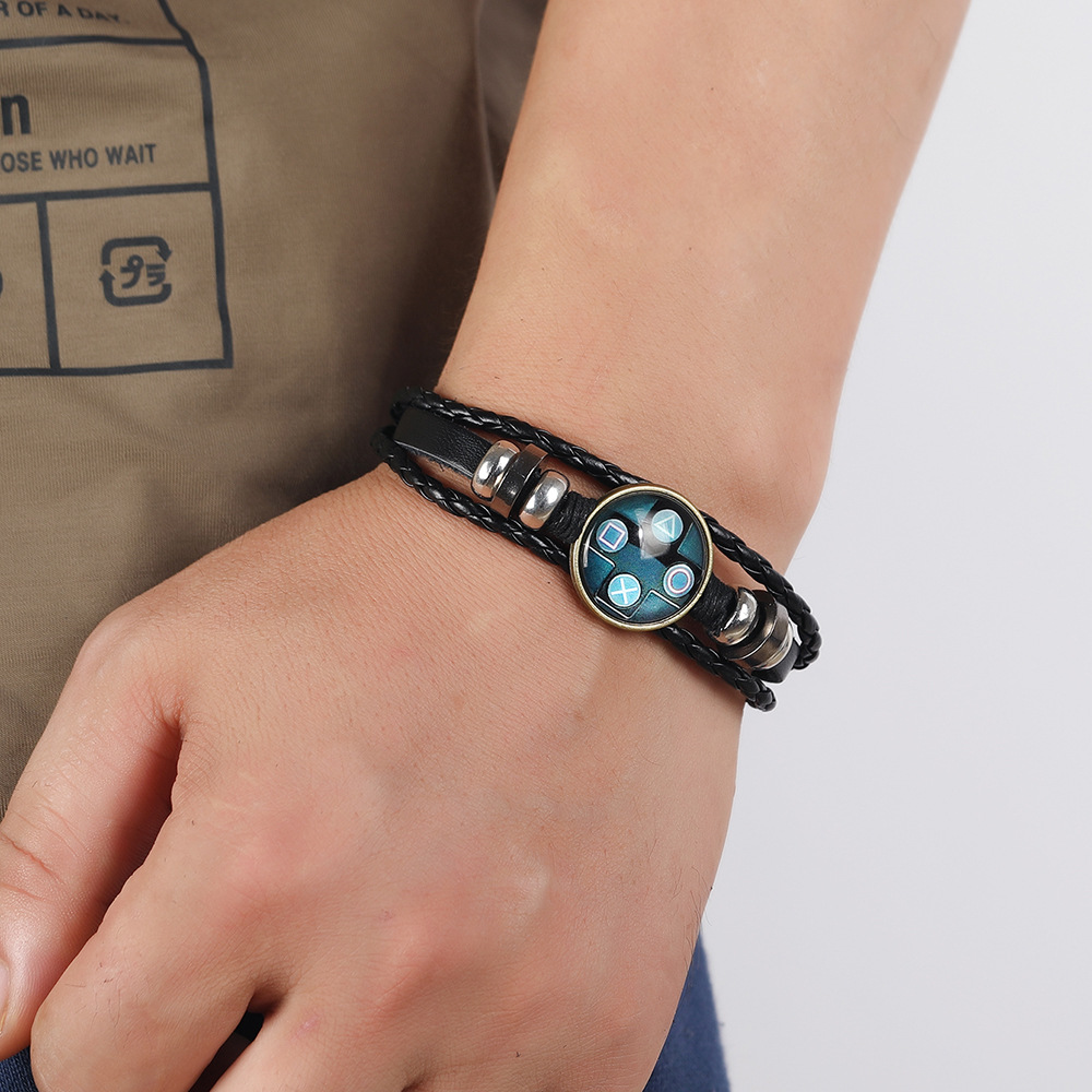 beaded leather bracelet retro simple multi-layer woven pull adjustment bracelet