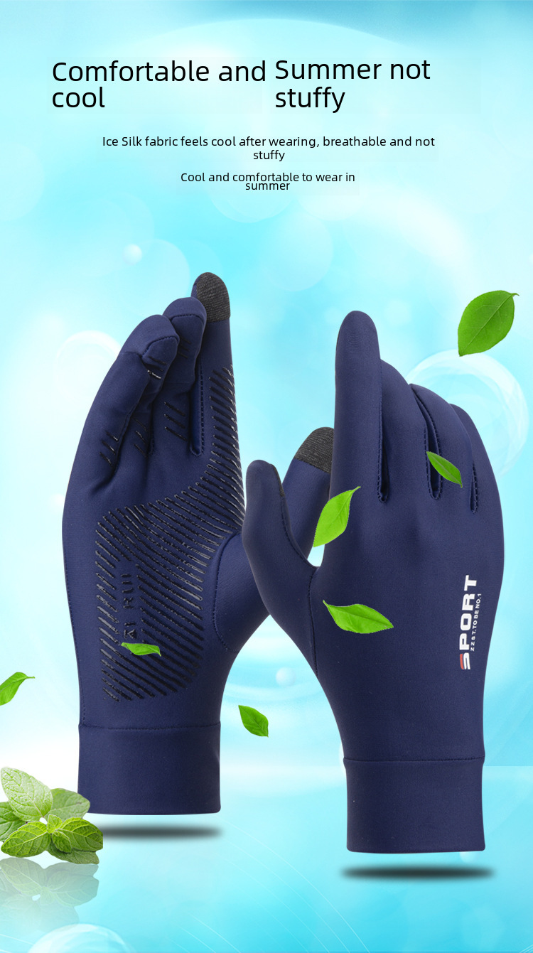 Sun Protection Gloves Ice Silk Summer Outdoor Fishing Riding_voghion.com