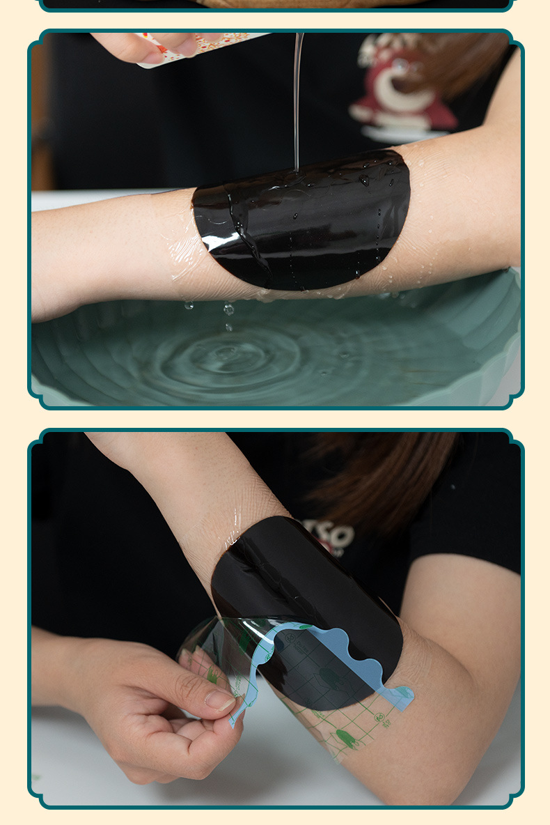 Traditional Herbal Neck Patch Waterproof PU Film Black Plaster for Neck Back and Joints Self-Heating 10x13 cm in use