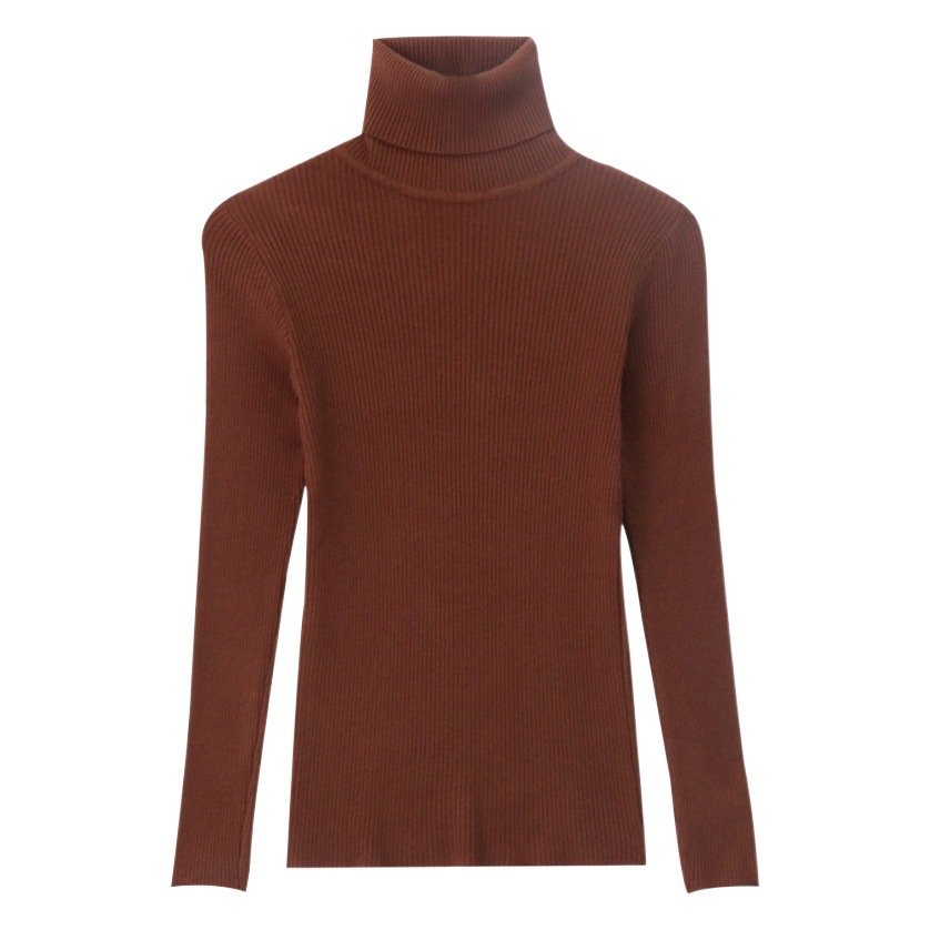 秋冬の女性用タートルネックセーター、韓国風、スリムで万能なニットボトムシャツ、インナーに長袖プルオーバートップス、アウターに